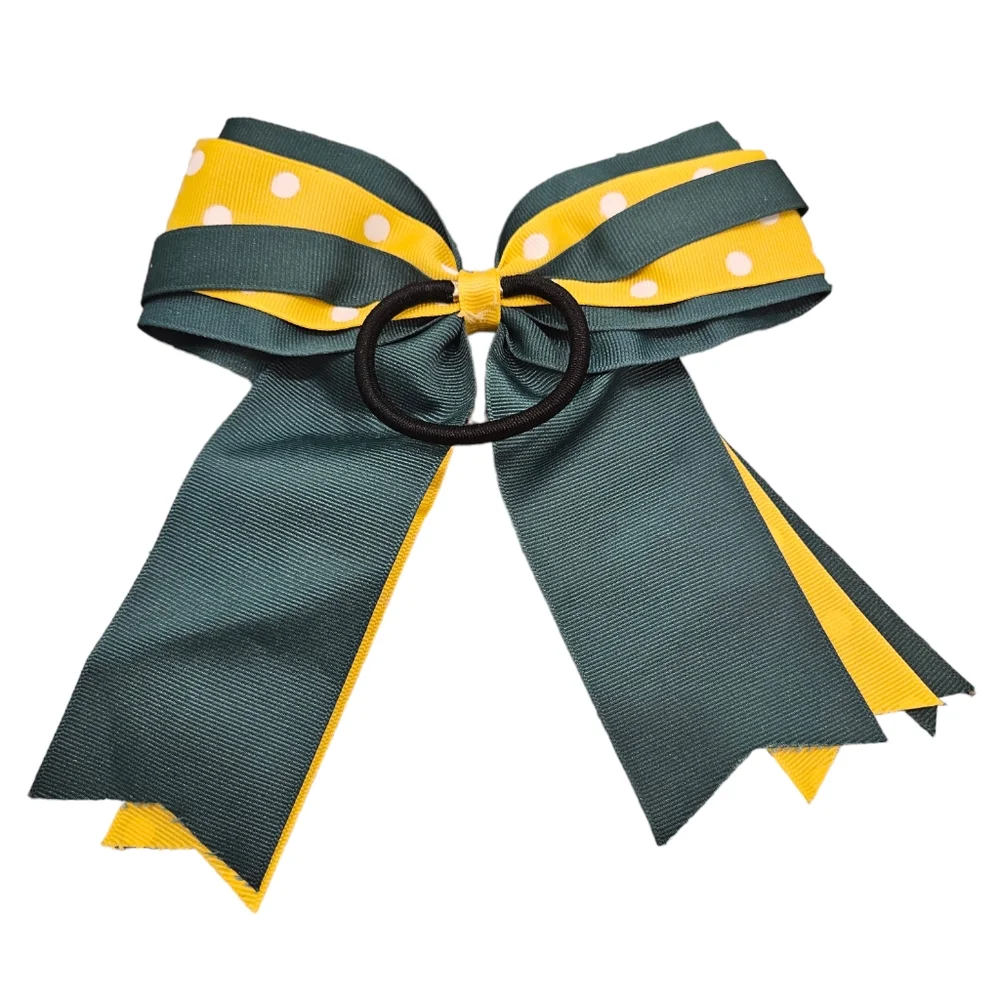 Oregon Ducks Hair Bow Size Large Green, White, Yellow - Picture 2 of 2